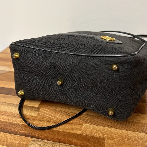 Vintage Gucci Monogram Handbag Black - Picture 6 of 11